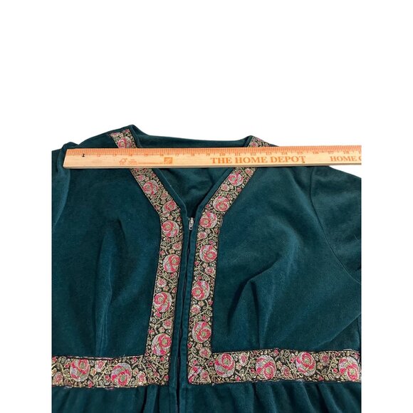 Vtg Danielle Green Velvet Jumper Wide Leg Zip Closure women’s M-L 70 style Read - Picture 10 of 16